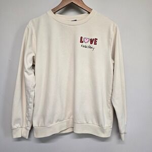 Keith Haring Sweatshirt Women Medium Cream Love Heart Graphic Pop Art Streetwear